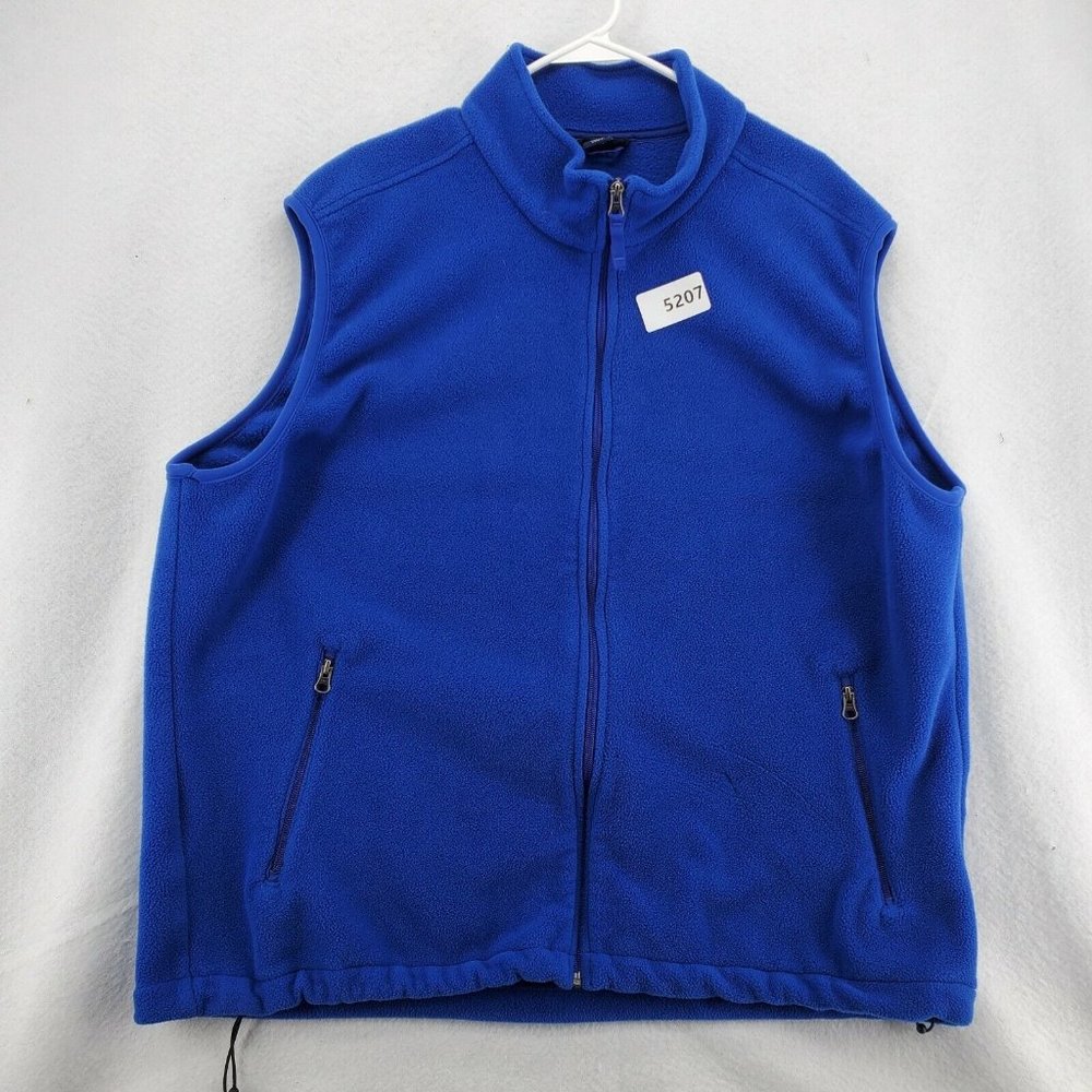 LAND'S END Vest Men's Full Zip Fleece Blue Mock Neck Zipper Pockets Size Reg XXL - Picture 11 of 11